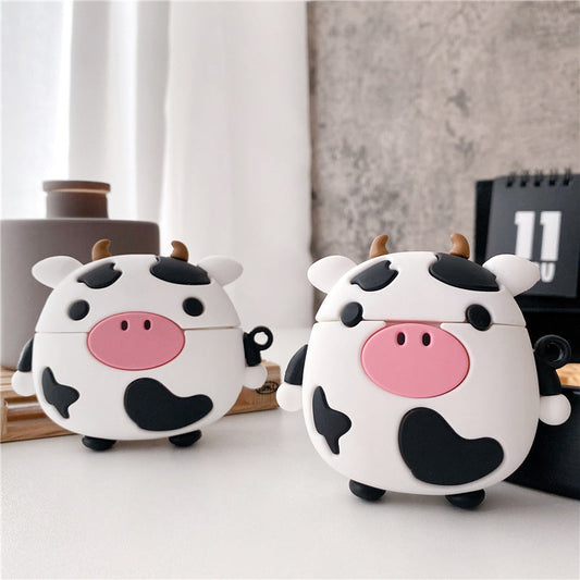 Cartoon Sitting Cow Headphone Cover Protective Shell
